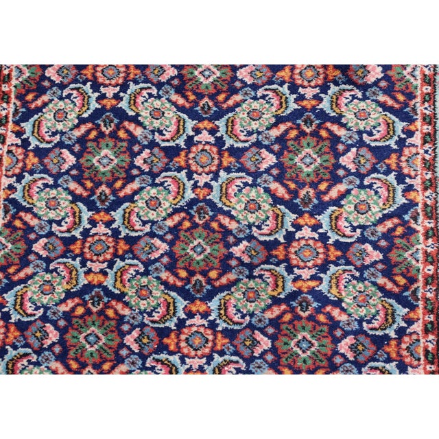 Mid 20th Century Vintage Turkish Sparta Oushak Rug in Deep Blue, Red, and Green 3'0 X 5'0 For Sale - Image 5 of 11