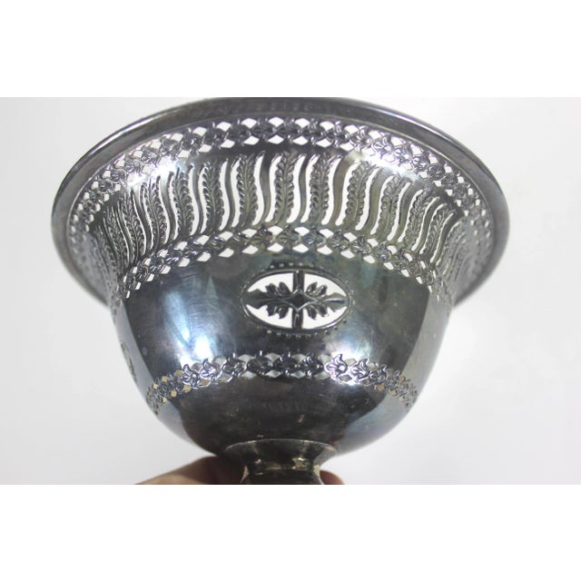 Antique Barker-Ellis Silver Plated Pedestal Sugar Basket Bowl Small Trinket Dish Catchall Candy Dish, Silver Plated Bowl For Sale - Image 9 of 9