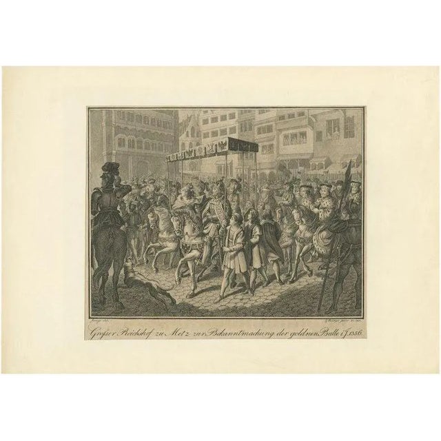 Antique Print of the Issue of the Golden Bull by Böttger, 1820 For Sale