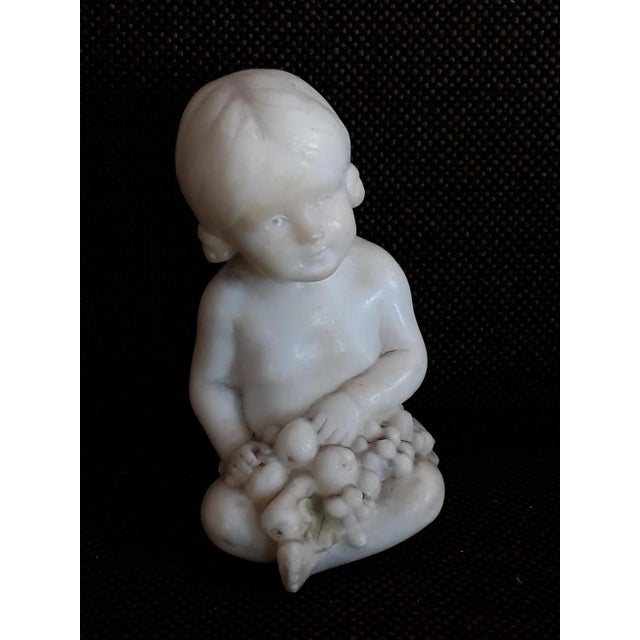 Metal Small Antique Alabaster Figure of Child from Hofkunstanstalt Kochendörfer For Sale - Image 7 of 10