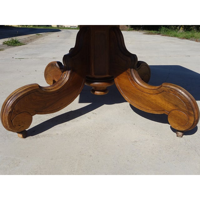 Brown 19th Century Square Walnut Pedestal Table For Sale - Image 8 of 18