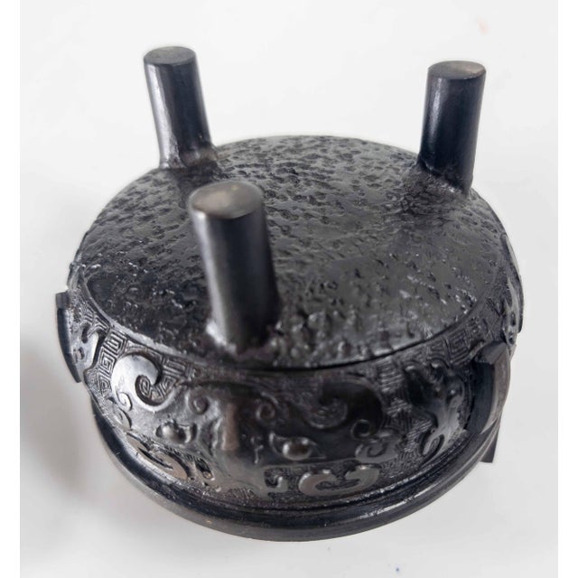 17-19th Century Chinese Cast Iron Censer With Bronze Inlay For Sale - Image 13 of 14