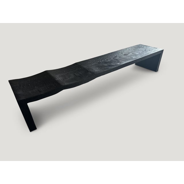 Contemporary Andrianna Shamaris Impressive Minimalist Charred Wave Bench For Sale - Image 3 of 5