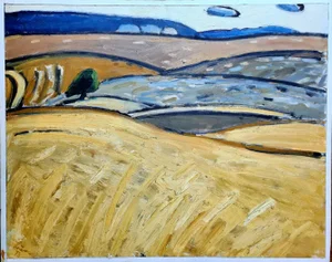 Jean Arene, The Corn Field, Blés a Vincelles, 1973, Oil on Canvas