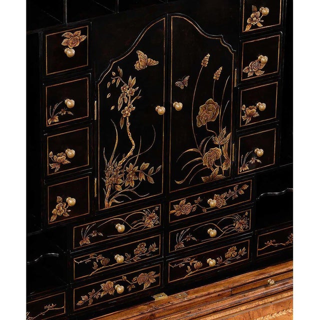 Not Yet Made - Made To Order Walnut Secretary Bookcase - Chinoiserie & Mirror Doors For Sale - Image 5 of 10