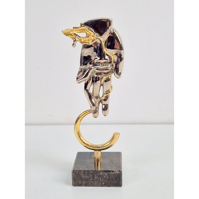 Abstract Gilded Bronze Face in Hand Sculpture by Jean-Paul Cleren, 1980s For Sale - Image 12 of 12