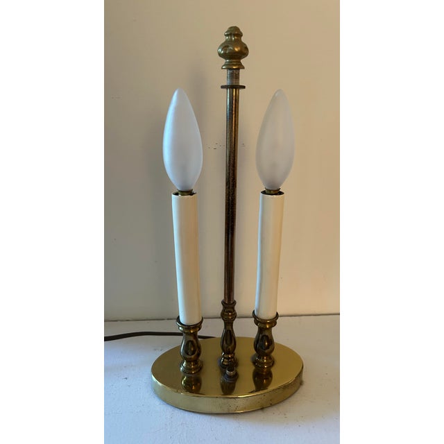Metal Early 20th Century Small Double Bouillotte Lamp With Red Tole Shade For Sale - Image 7 of 9