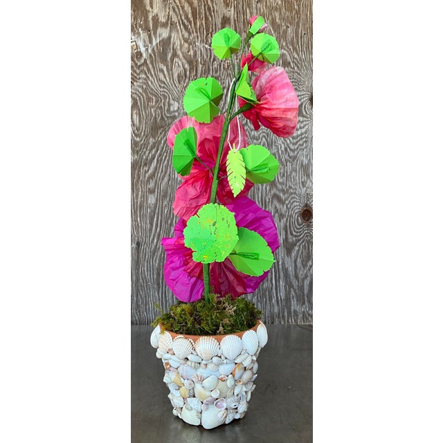 Hot Pink Contemporary Hand Rolled Paper Flowers For Sale - Image 8 of 9