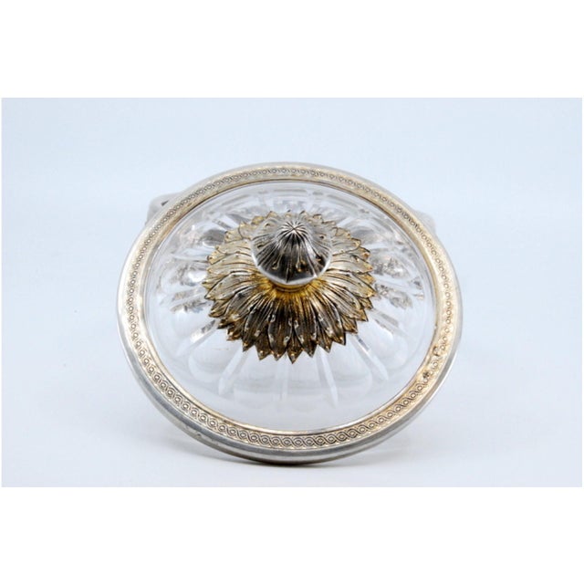 Compote in Cut Glass with Cut Silver Structure and Lid Knob For Sale - Image 6 of 11