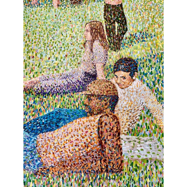 A Figurative Pointillist Painting After Georges Seurat’s “Sunday Afternoon…” by Brenda Joysmith For Sale - Image 11 of 15