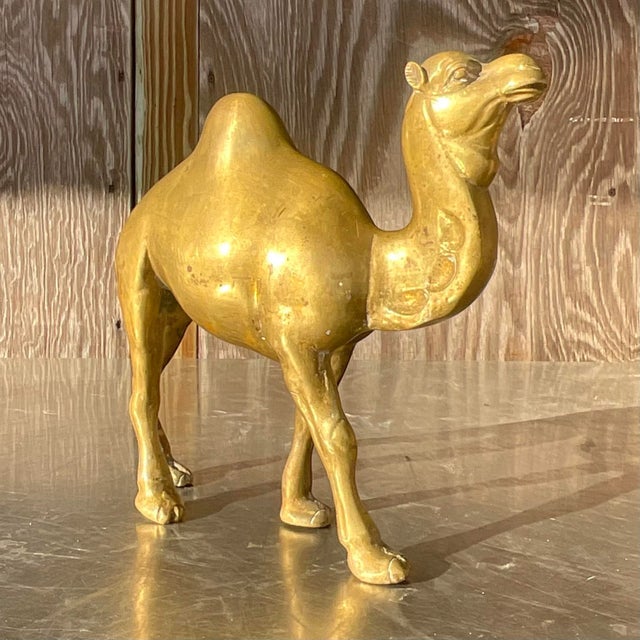 A fabulous vintage Boho camel. A solid brass form with a beautiful patina from time. Acquired from a Palm Beach estate.