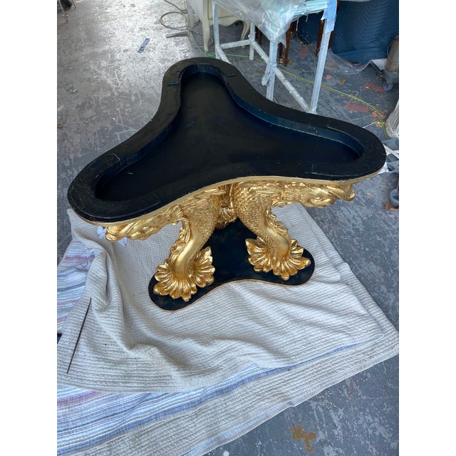 Rare Italian Dolphin Table, Circa 1910–1930, Restored Gold Leaf & Original Green Marble For Sale - Image 12 of 12