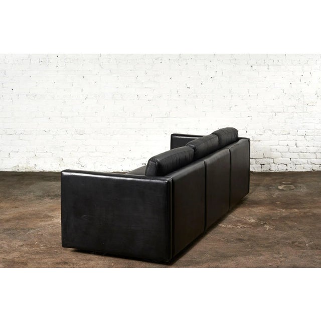 1970s Knoll Pfister Black Leather Sofa, 1971 For Sale - Image 5 of 13