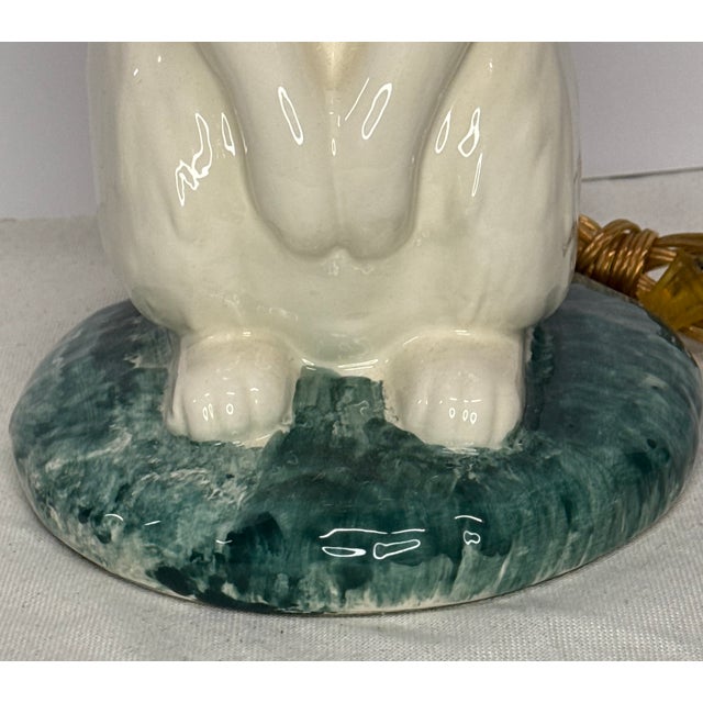 1990s Rabbit Table Lamp With Green Base For Sale - Image 9 of 13