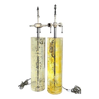 Mid 20th Century Frederick Cooper Chicago Fractal Resin Tall Table Lamps, Set of 2 For Sale