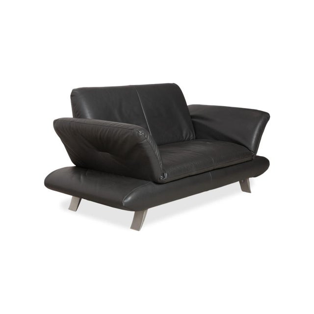 Rossini Two-Seater Leather Sofa with Black with Manual Function by Koinor For Sale - Image 4 of 16