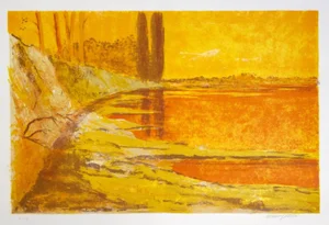 Mario Doors - Landscape - Original Lithograph - 1980s
