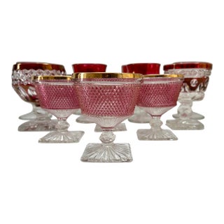 Vintage Mismatched Mixed Red Cranberry & Pink Glassware - Set of 12 For Sale