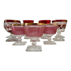 Vintage Mismatched Mixed Red Cranberry & Pink Glassware - Set of 12