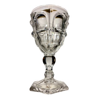 Glass Goblet with Baluster Leg and Leaf Motif from Baccarat, Early 19th Century For Sale