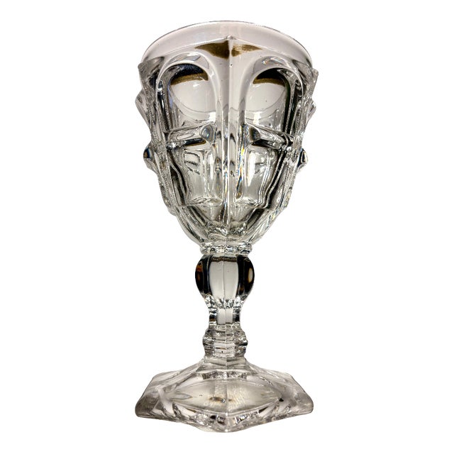 Glass Goblet with Baluster Leg and Leaf Motif from Baccarat, Early 19th Century For Sale