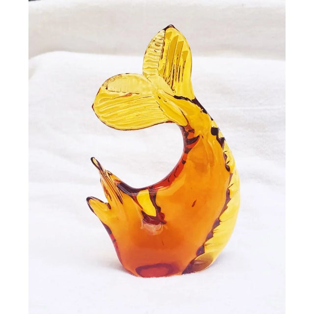 Mid 20th Century 1960's Italian Amber Glass Fish For Sale - Image 5 of 9