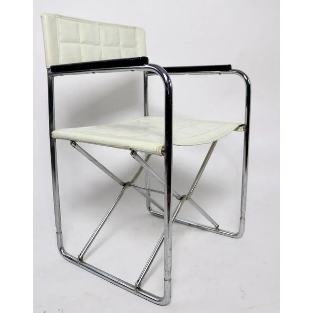 Folding Chrome Frame Directors Chair For Sale In New York - Image 6 of 13