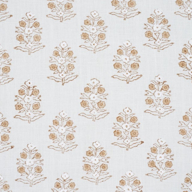 Contemporary SAMPLE - Schumacher Aditi Hand Blocked Print Fabric In Sky For Sale - Image 3 of 4