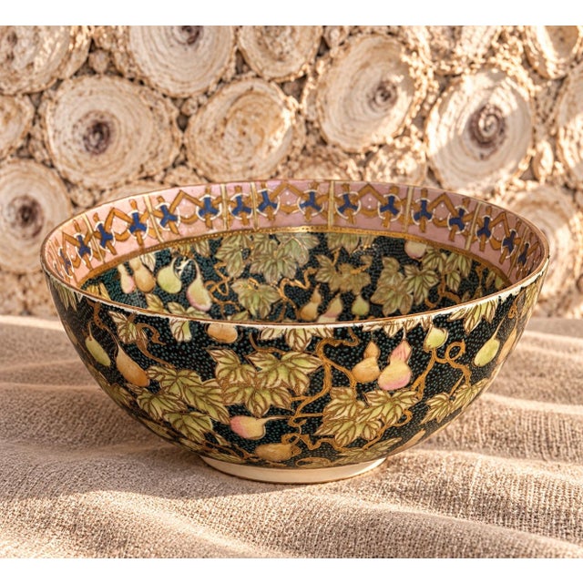 Vintage Royal Satsuma Porcelain Bowl, Late 20th Century Black and Gold ...