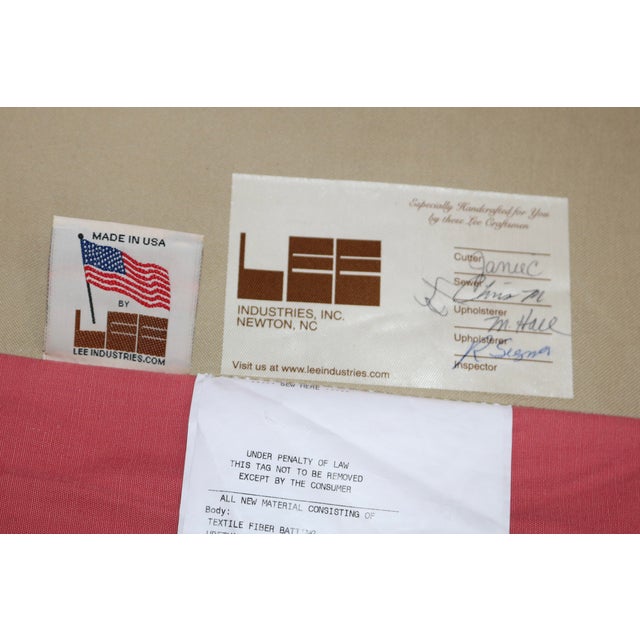 Pink Lee Industries Pair of.Rose Pink English Arm Chairs & Ottoman For Sale - Image 8 of 8