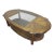 1990s Oval Oak Coffee Table With Center Glass Top For Sale