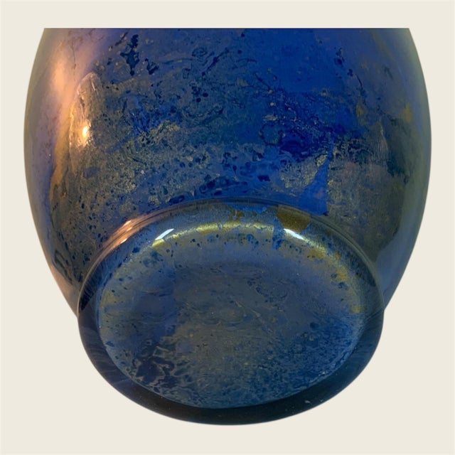 Abstract Blue & Gold Reverse Painted Deco Vase For Sale In Philadelphia - Image 6 of 6