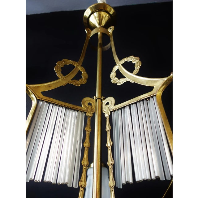 Antique Art Nouveau French Ceiling Lamp For Sale - Image 4 of 12