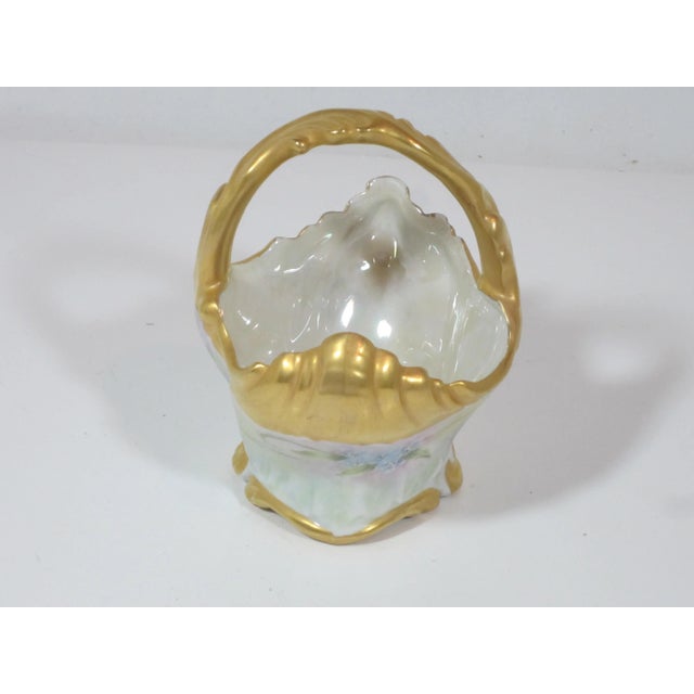 1970s 1970s Hand Painted Porcelain Basket For Sale - Image 5 of 7