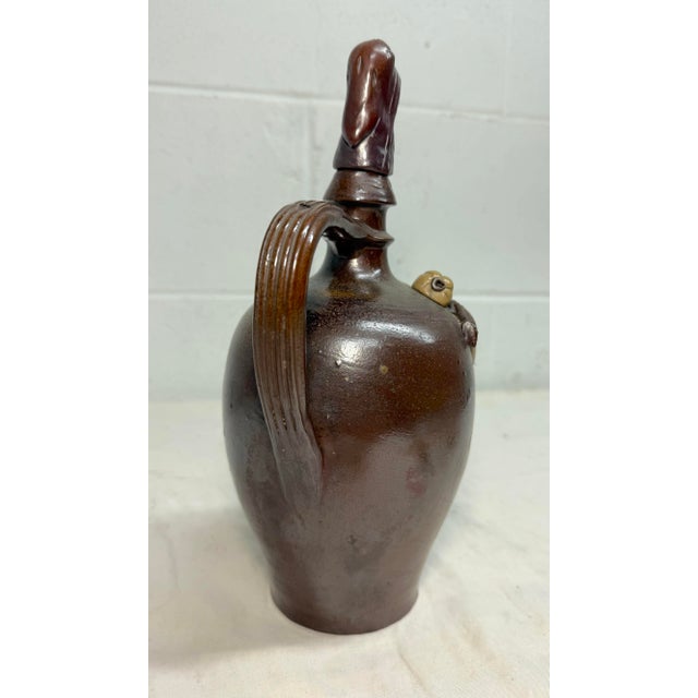 Antique Handmade Figural Calvados French Stoneware Pottery Decanter Flask For Sale - Image 12 of 15
