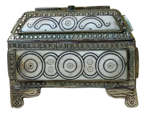 Vintage Moroccan Hand-Engraved Metal Jewelry Box, 1970s