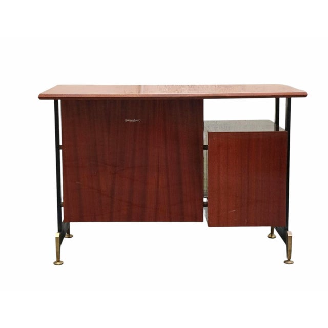 Teak Desk with Brass Handles and Feet from Antonio Ferretti, Italy, 1960s For Sale - Image 4 of 10