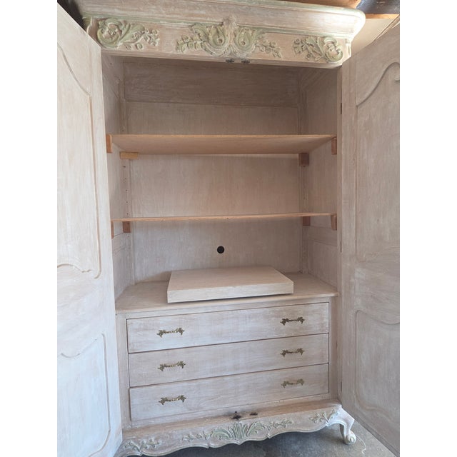 Large White French Style Armoire With Interior Drawers For Sale - Image 10 of 12
