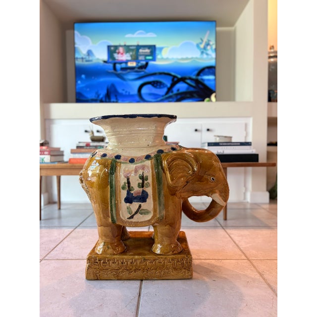 Extra Large Vintage Chinese Elephant Garden Stool or Accent Table For Sale - Image 4 of 15