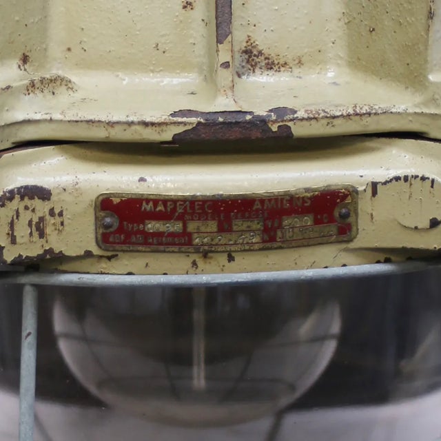 Vintage French Industrial Cast Iron Pendant Lamp from Mapelec Amiens, 1977 For Sale - Image 4 of 6