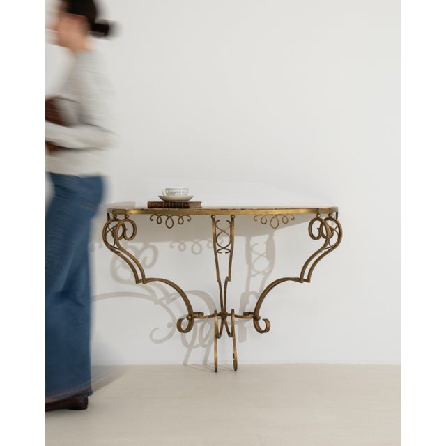 Art Deco Wrought Iron Console Table with Marble Top For Sale - Image 11 of 15