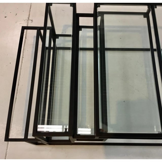 Industrial Modern Metal and Glass Cocktail Table For Sale - Image 4 of 5