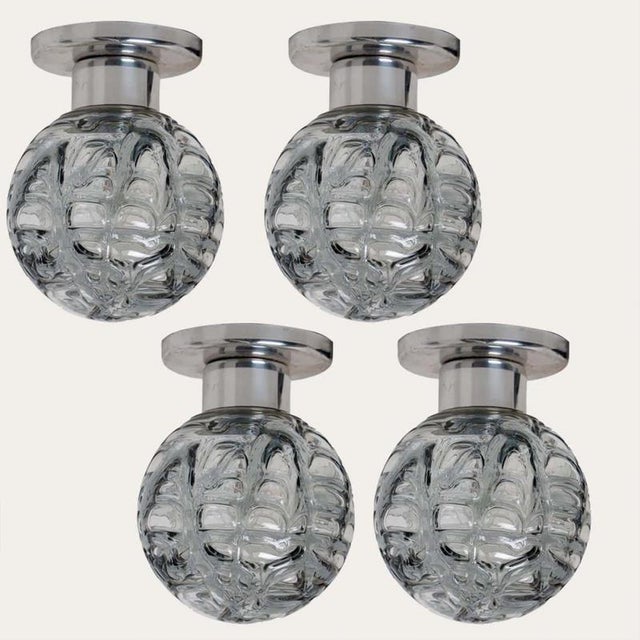 Murano Glass and Chrome Flush Mounts attributed to Doria, Germany, 1970s For Sale - Image 10 of 10