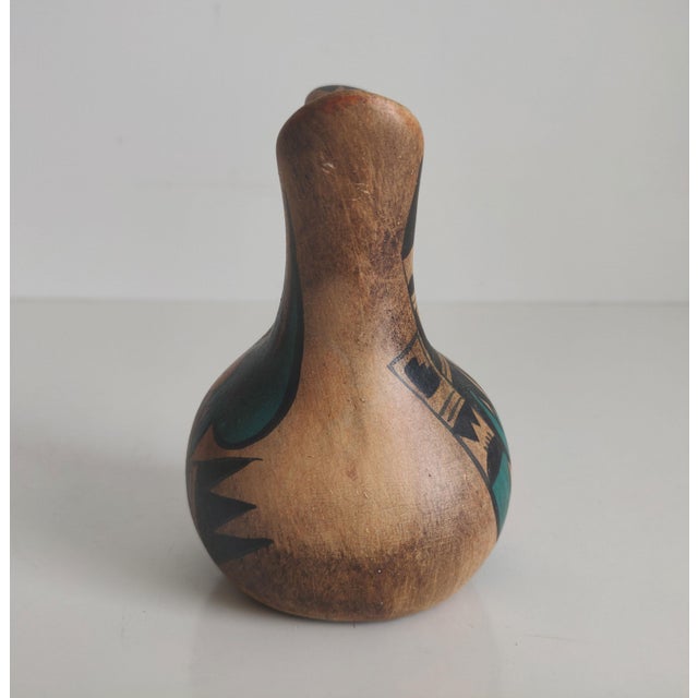 Vintage Native American handcrafted clay vase This is a hand painted dual spout wedding vase signed by the artist, R....