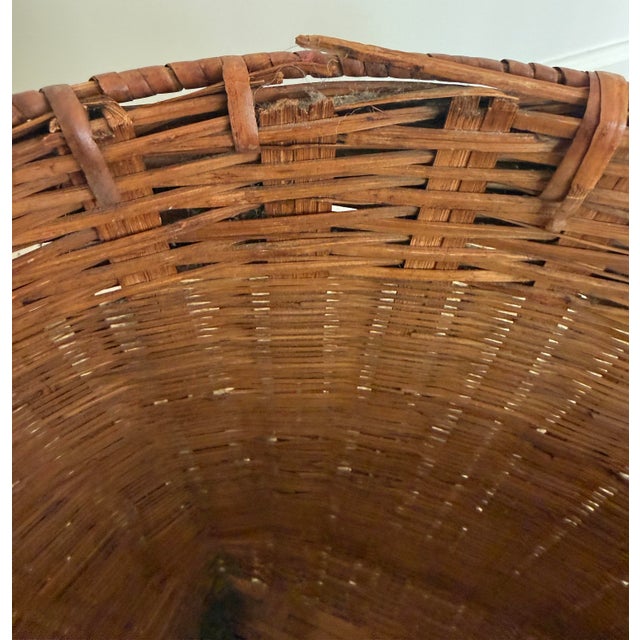 Wood X Large Vintage Wicker Basket For Sale - Image 7 of 7
