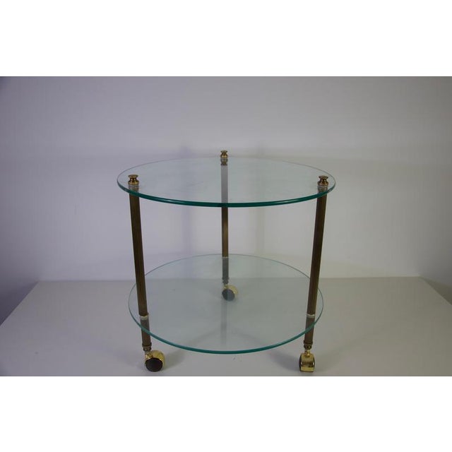 French Brass and Glass Bar Cart, 1950s For Sale - Image 9 of 12