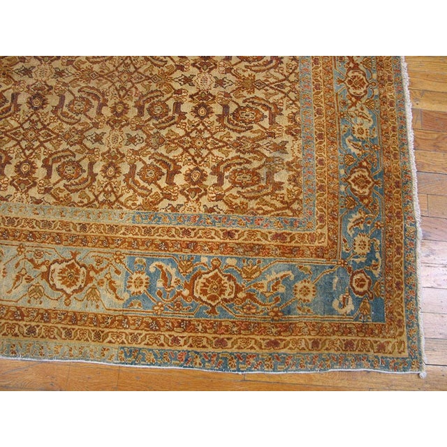 1900s Tan Camel Geometric N. Indian Agra Rug 9' X 11'4" Knotted Wool Carpet For Sale In New York - Image 6 of 6