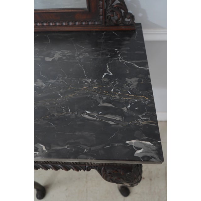 Antique 19th C. Georgian Mahogany Marble Console & Mirror For Sale - Image 9 of 12
