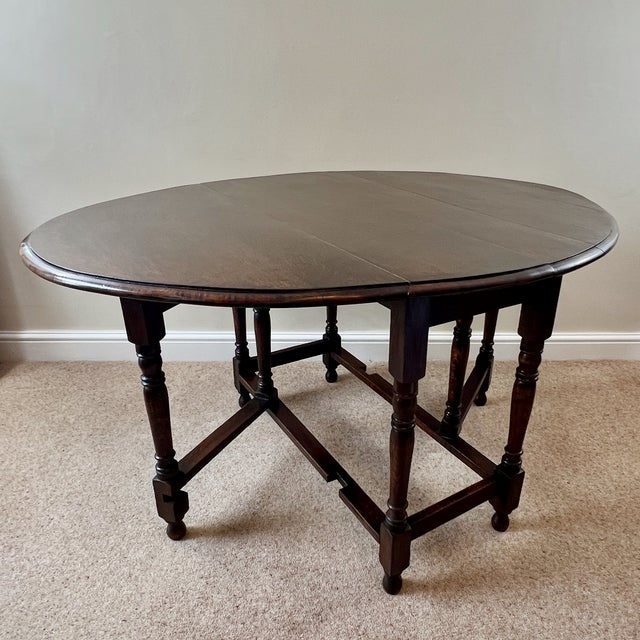 Brown Antique English Jacobean Revival Oak Gateleg Drop Leaf Table, 1900-1920 For Sale - Image 8 of 18