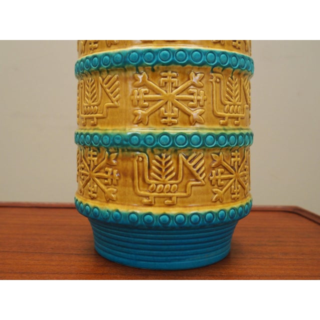 Turquoise Vintage German Ceramic Vase from Bay Keramik, 1960s For Sale - Image 8 of 11